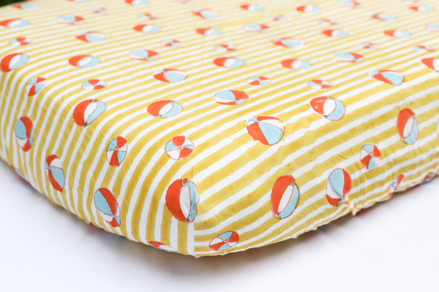 Beach Ball Stripe Organic Crib Fitted Sheet