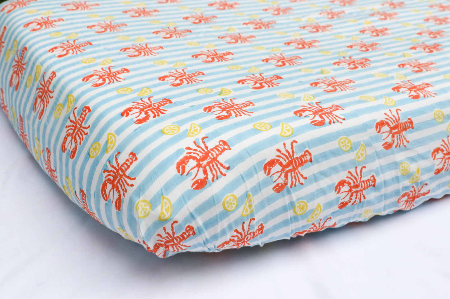 Lobster Stripe Organic Crib Fitted Sheet