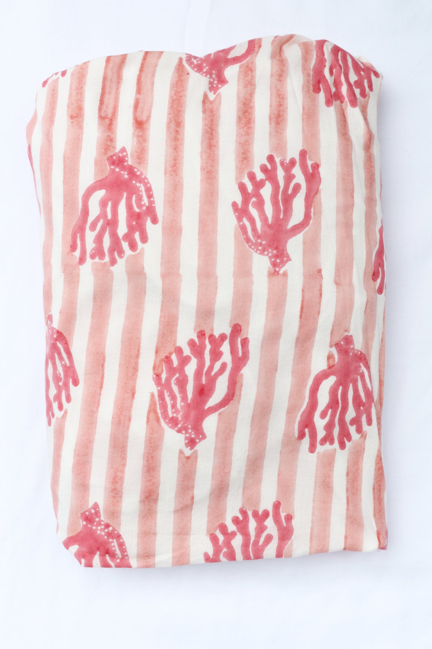 Coral Stripe Organic Crib Fitted Sheet
