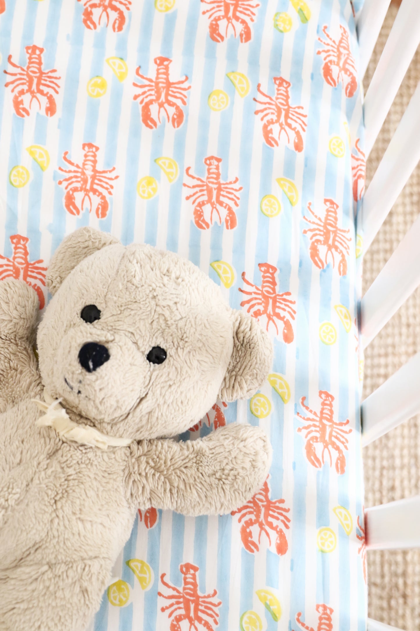 Lobster Stripe Organic Crib Fitted Sheet