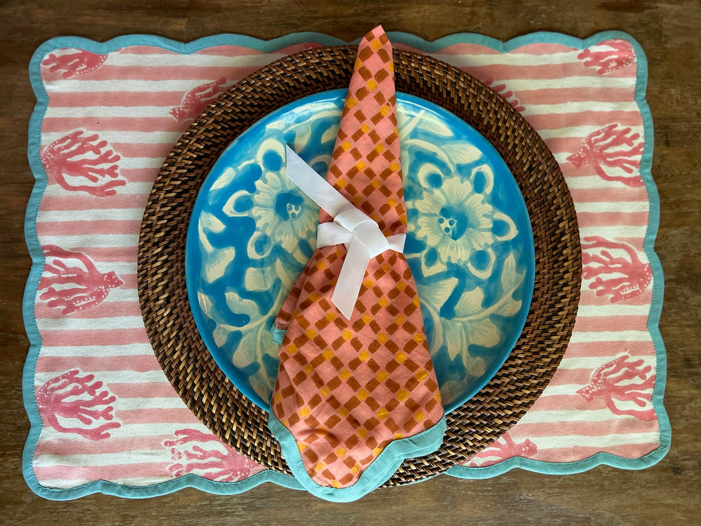 Mini Vichy Scalloped Napkins (set of 4)